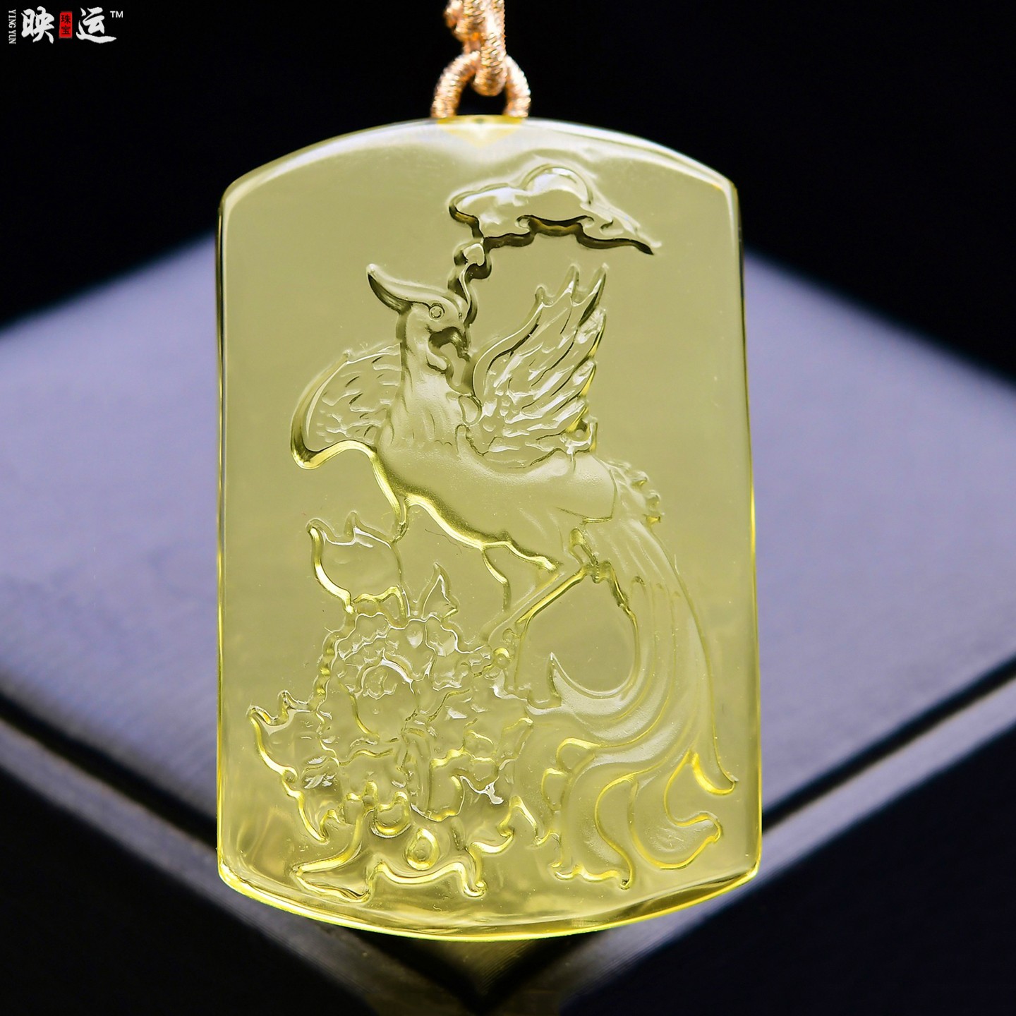 黄水晶凤凰吊坠凤凰牡丹火鸟挂件