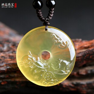 2026年天然黄水晶喜柿连猪吉祥吊坠属虎平安扣发财猪双猪承运挂件