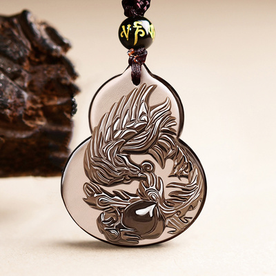 属鸡黑曜石龙雀祥云吉祥宏吊坠