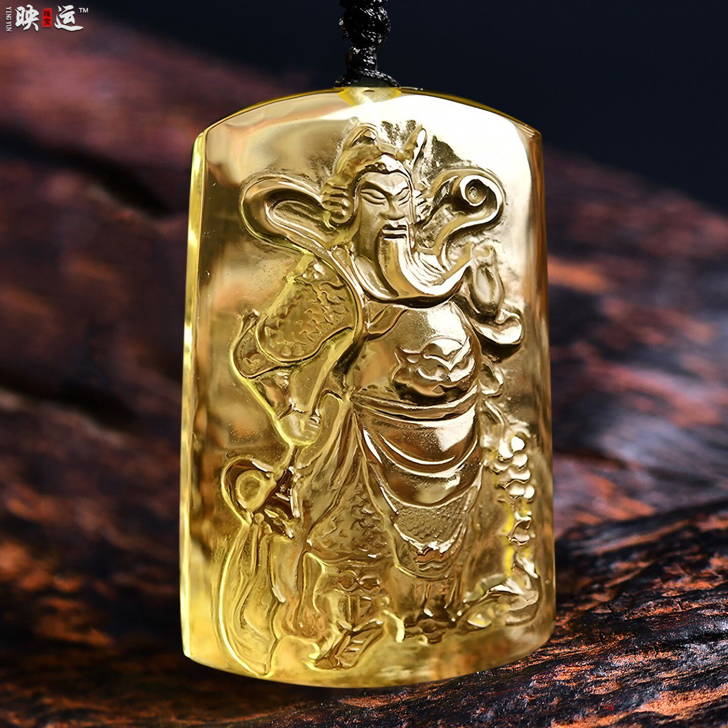 黄水晶武财神关公吊坠关羽关二爷