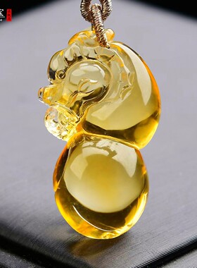 黄水晶葫芦貔貅吊坠福禄平安财运