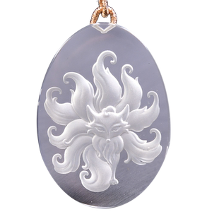 天然白水晶九尾狐吊坠桃花小狐狸项链女本命年九尾灵狐护身符挂件