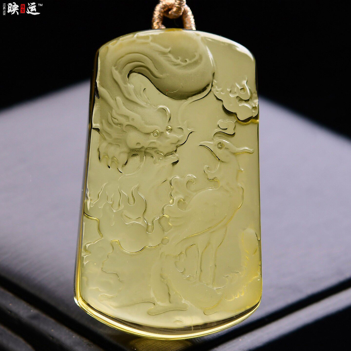 天然黄水晶龙凤呈祥无事牌吊坠情侣款龙凤玉佩随身挂件定情物饰品