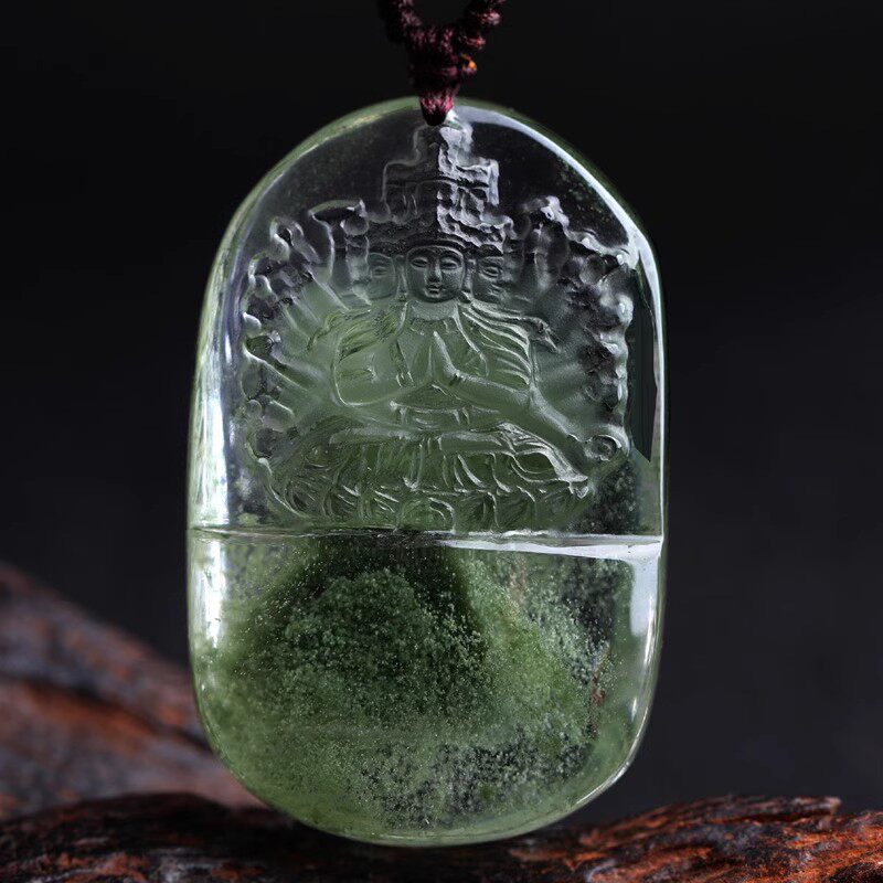 绿幽灵千手观音菩萨吊坠佛像属鼠