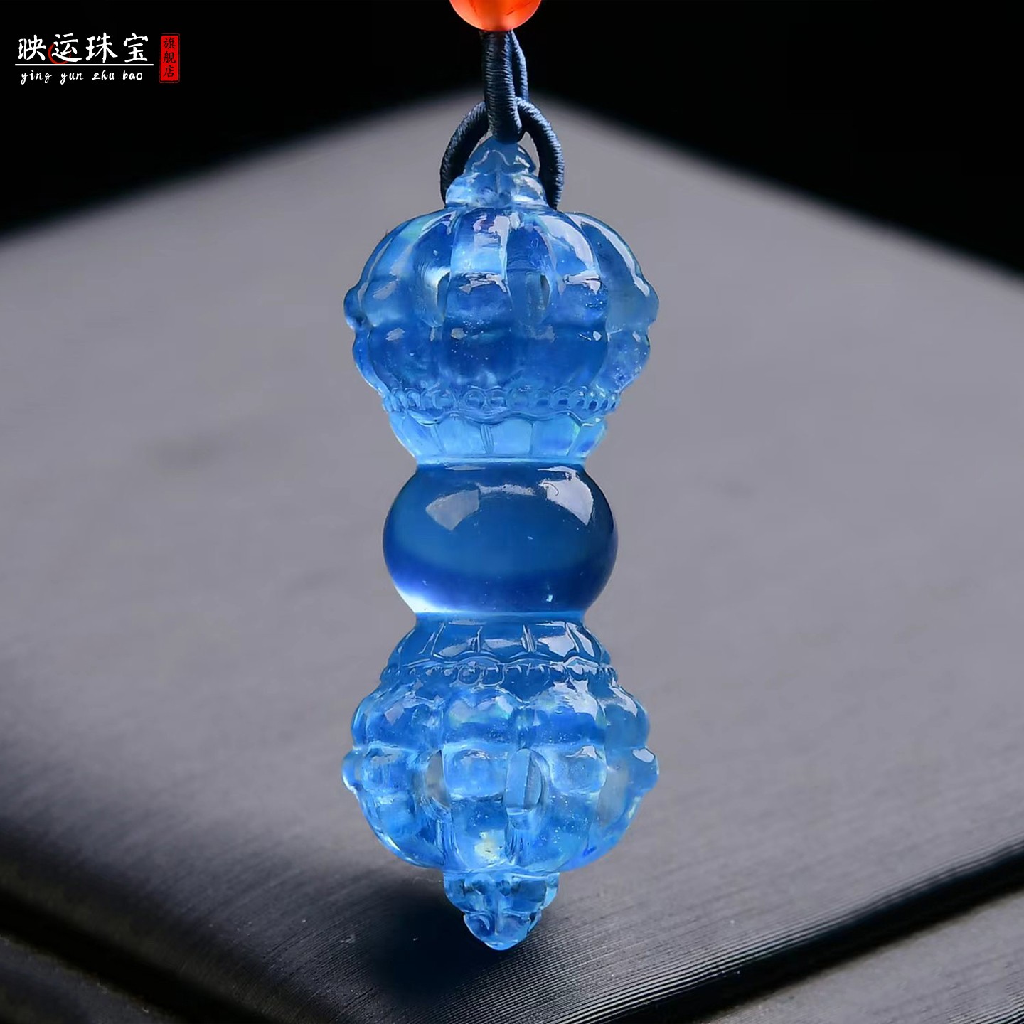 海蓝宝九股金刚杵吊坠藏传密宗法器降魔杵饰品金刚铃男士女项链坠