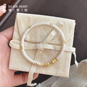 国风银镯子开口实心款 女士9999纯银手镯设计感小众有意义生日礼物