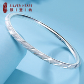 满天星纯银手镯女年轻款 轻奢小众精致实心9999足银镯子纯银圆手镯