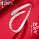 灵蛇手镯女纯银9999描金实心蛇形银镯子小众精致银饰新年礼物女生