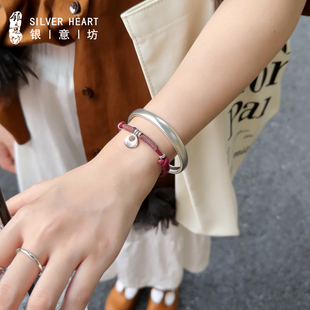 轻奢小众精致手镯女纯银9999高颜值学生党银镯子叠戴巨好看的手链
