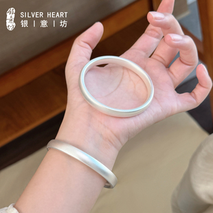 闭口古法银镯子素圈年轻款 9999纯银正品 2025新款 泥鳅背银手镯女款