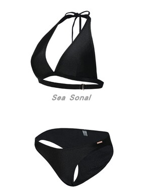 泳衣女高级感纯欲黑色带胸垫仙女风低腰比基尼时尚性感分体泳衣