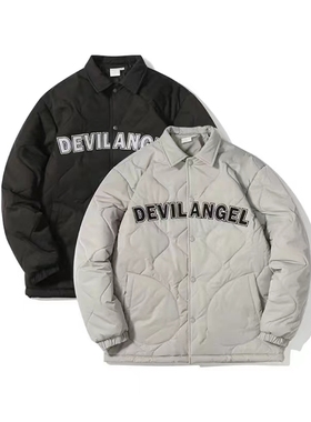 OrangeLAB 复古菱形格棒球服棉衣男女休闲宽松棉服秋冬保暖外套