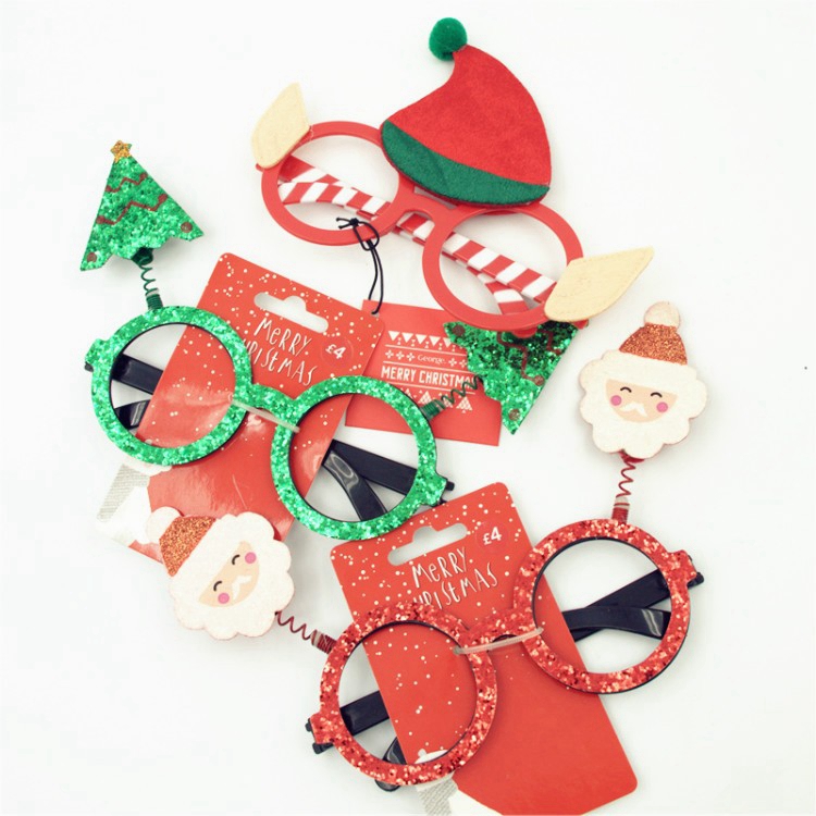 圣诞老人眼镜框装饰儿童成人元旦联欢新年派对道具Santa glasses