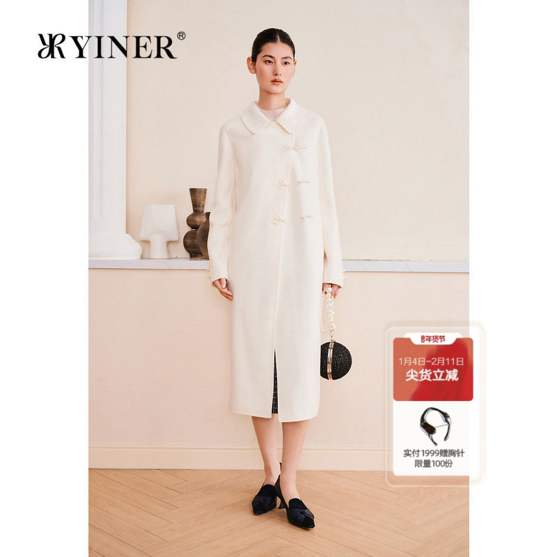 【100绵羊毛】YINER音儿专选2025春季新款双面毛呢大衣新中式,女装/女士精品,毛呢外套,淘宝优惠券,粉丝福利购,淘宝优惠卷