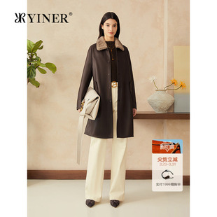 水貂毛领绵羊真皮皮衣夹克外套 中长款 YINER音儿专选女装 春季