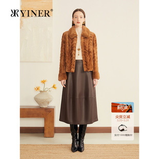 复古母貂毛皮拼貂设计短皮草外套 法式 YINER音儿专选2025秋季 新款