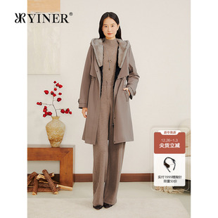 YINER音儿专选2025冬季 可拆卸内胆水貂毛内里连帽尼克服皮草 新款