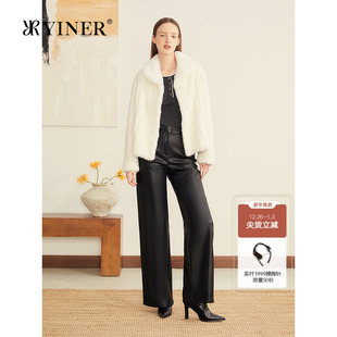 优雅整貂毛皮扇形领短款 法式 皮草外套 新款 YINER音儿专选2025秋季