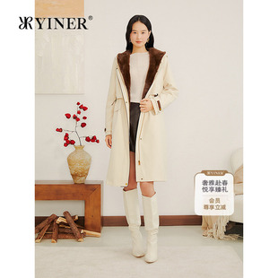 YINER音儿专选女装 可拆卸内胆水貂毛内里连帽尼克服皮草 冬季