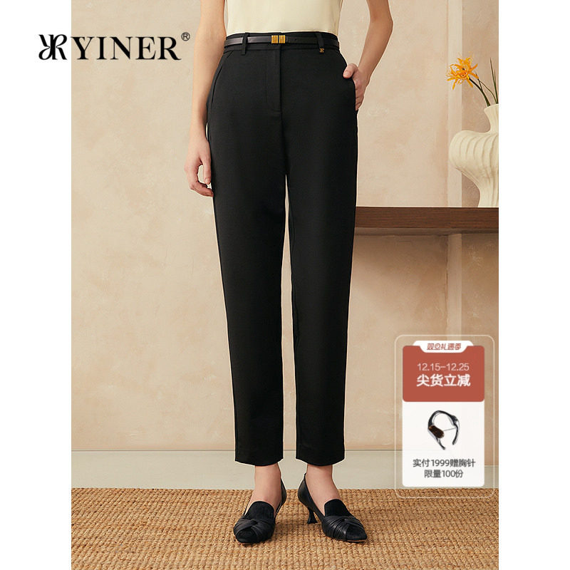 【美丽诺羊毛】YINER音儿2025春季新款质感小脚裤法式休闲裤