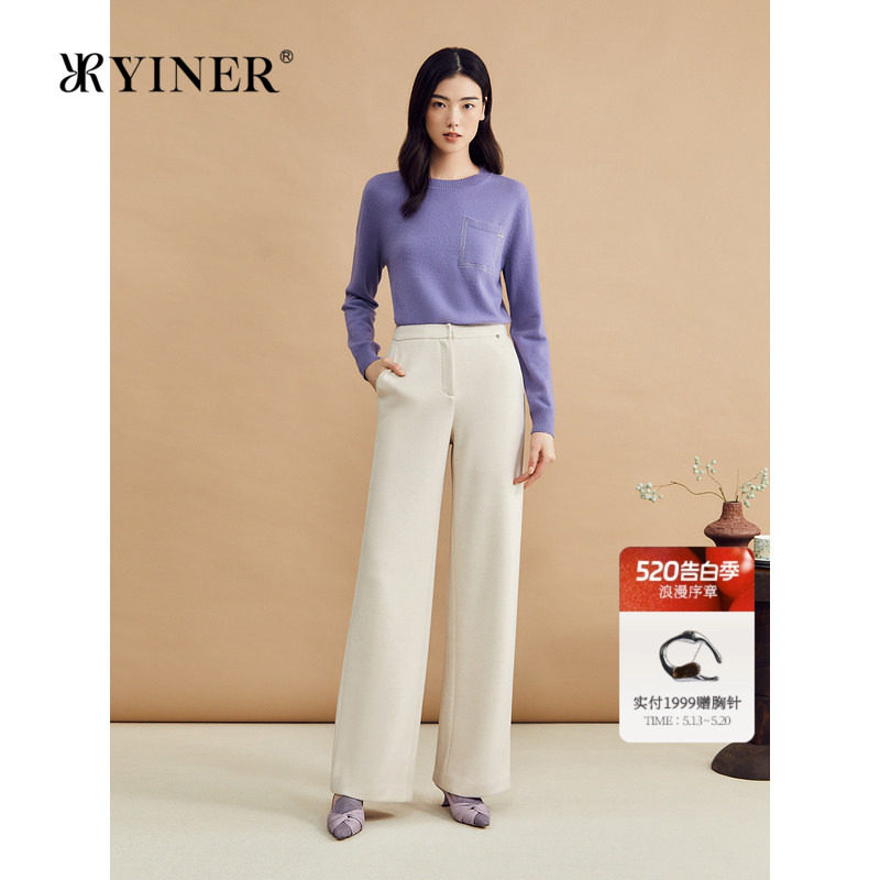 【100山羊绒】YINER音儿冬季法式软糯毛针织衫云朵上衣