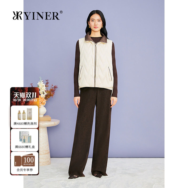 YINER音儿专选2026秋季新款时尚可立可翻领白鸭绒百搭羽绒马甲