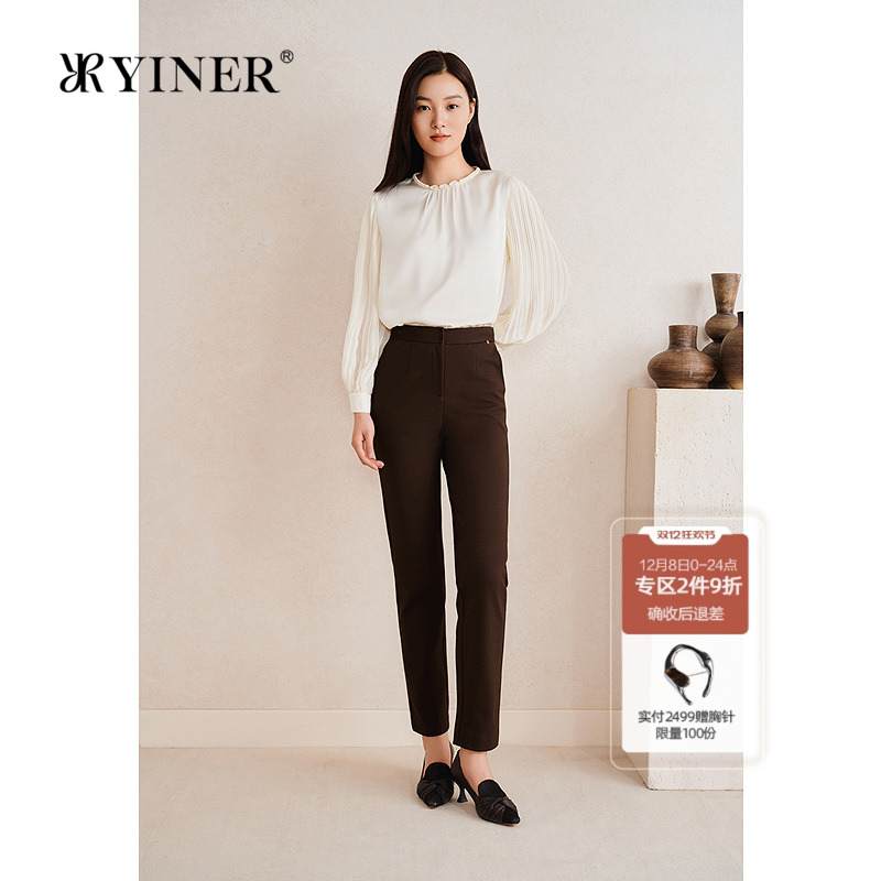 【新中式】YINER音儿专选2025春季新款珠光缎面衬衫微光泽上衣