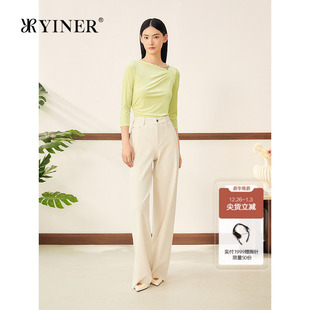 新款 YINER音儿2025秋季 丝绒肌理感褶艺收腰轻上衣 三醋酸系列