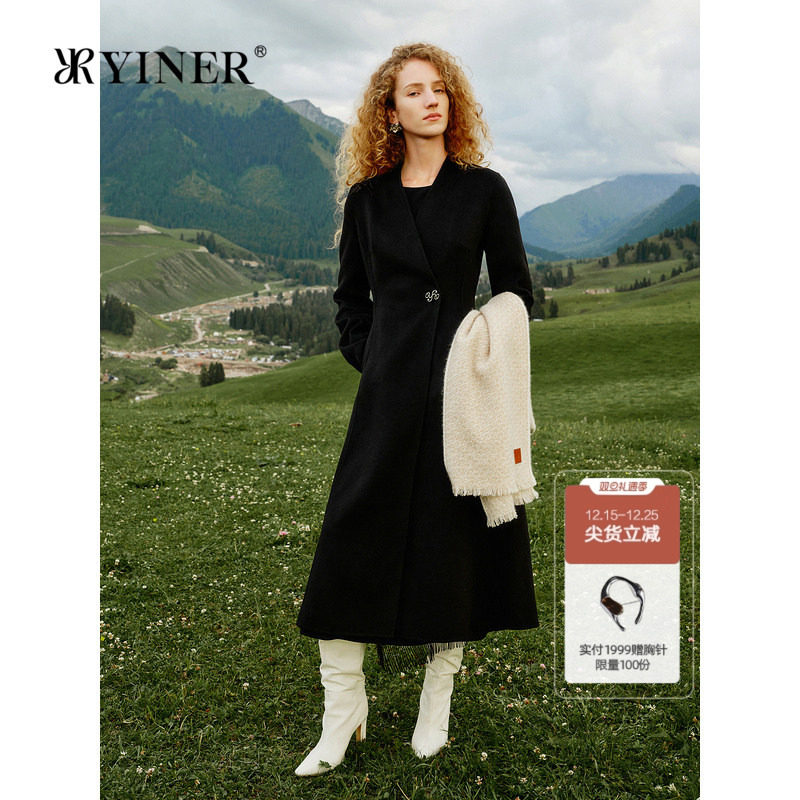 【100阿拉善山羊绒】YINER音儿冬季双面毛呢大衣外套