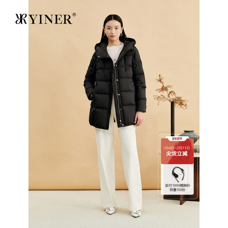 YINER音儿专选冬季高蓬松保暖立领连帽白鸭绒羽绒服,女装/女士精品,羽绒服,淘宝优惠券,粉丝福利购,淘宝优惠卷