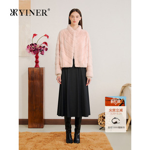 斜排工艺小立领母貂水貂皮草外套 短款 YINER音儿专选2025冬季 新款