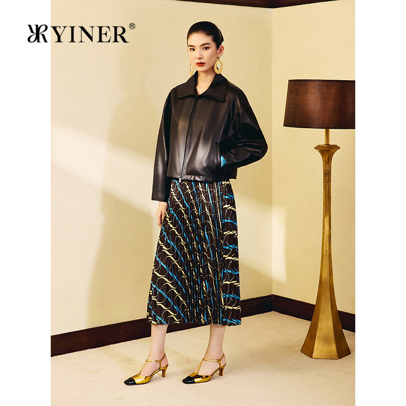 【1996系列】YINER音儿2025秋季新款哑光绵羊真皮蝙蝠袖