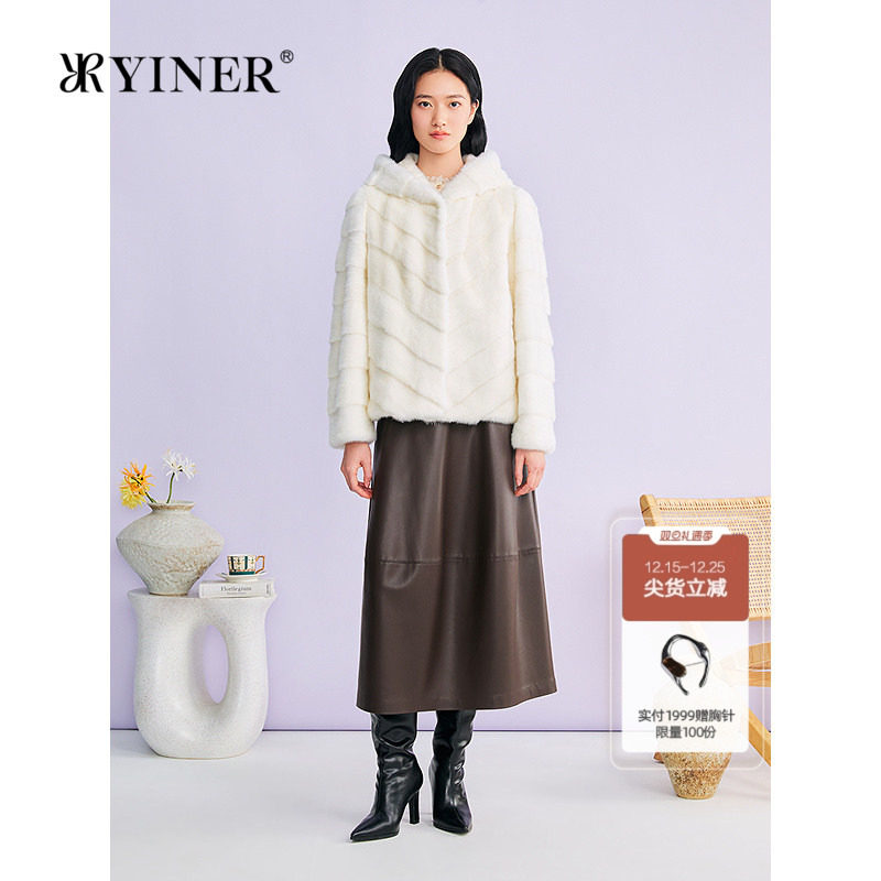 YINER音儿专选2026春季新款一手长保暖连帽整貂母貂水貂毛皮