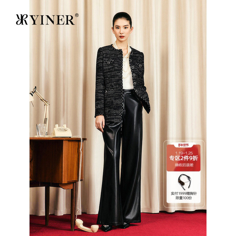 【1996系列】YINER音儿2025秋季新款小香风亮丝花纱单排扣短外套,女装/女士精品,短外套,淘宝优惠券,粉丝福利购,淘宝优惠卷