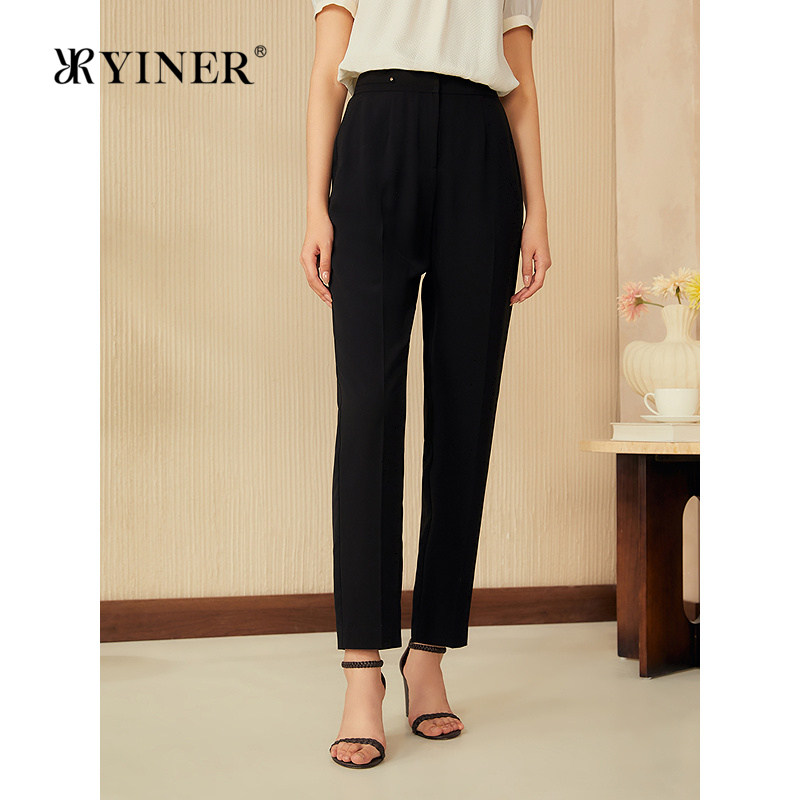 YINER音儿专选2025夏季新款凉感透气小脚烟管长裤中高腰休闲