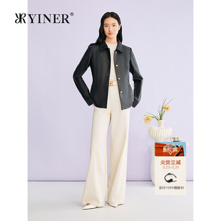 翻领收腰短款 法式 真皮皮衣夹克外套 新款 YINER音儿专选2026春季