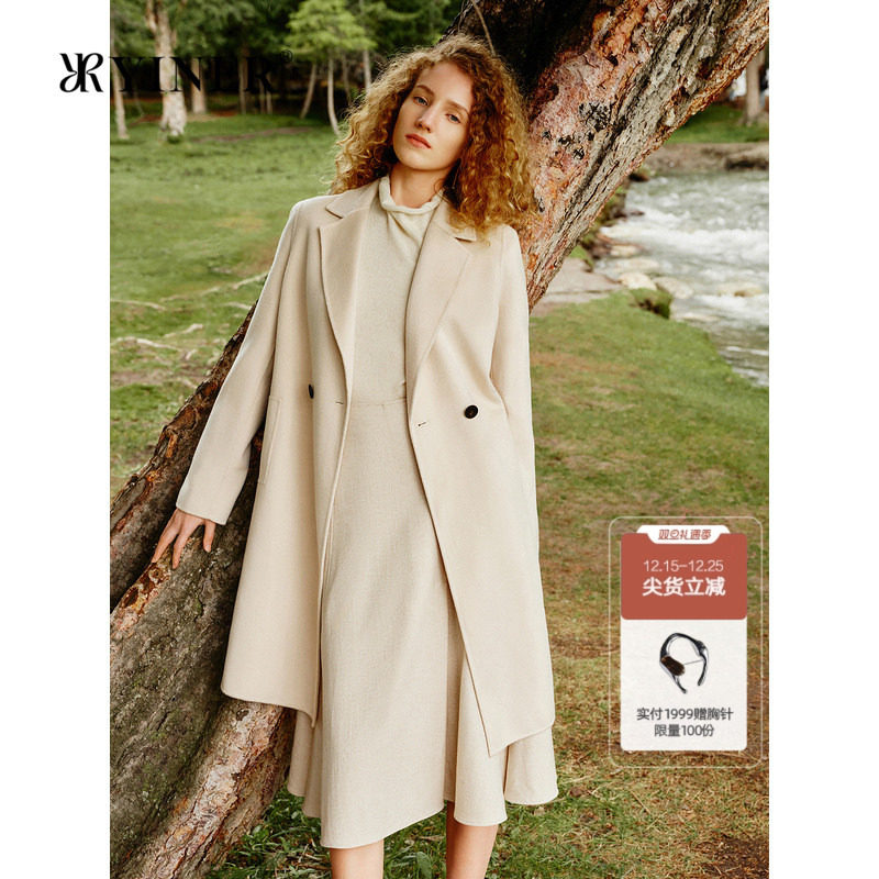 【100阿拉善山羊绒】YINER音儿冬季双面毛呢大衣外套