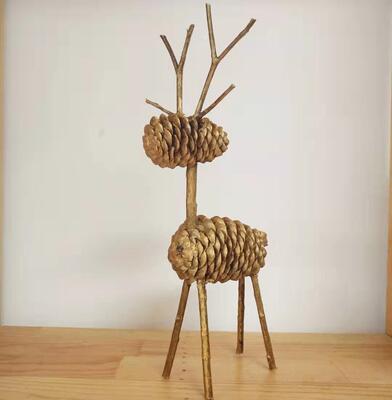 天然松果森系圣诞节幼儿园摆件