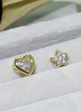 zpf微镶镀金材料星星爱心吊坠