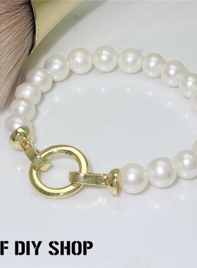 镀18K镀金珍珠手链diy配件连接装饰作材料简约风格大圆圈装饰卡扣