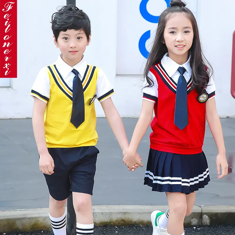 2018新款小学生校服夏款韩版英伦纯棉运动拼色短袖幼儿园园服