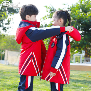 西域童话2019新款 棉服单外套小学生校服幼儿园园服 男女儿童中长款