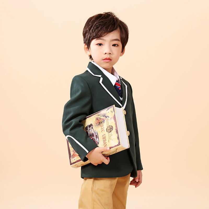 星空呢英伦风小学生校服四件套Q20-9027儿童套装园服班服棒球服绿