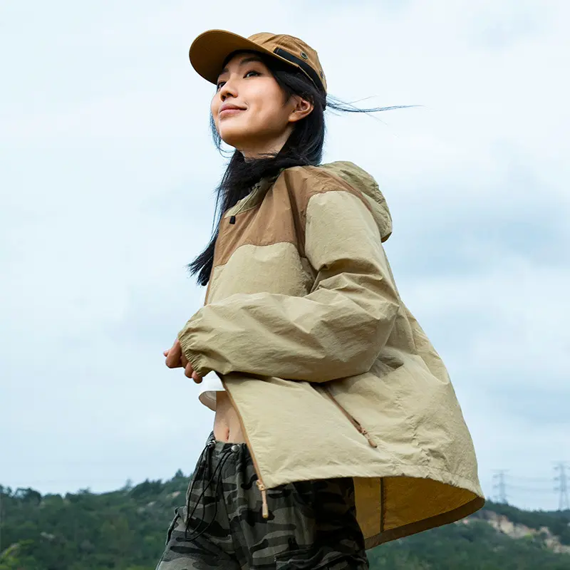夏季科技面料防晒衣连帽拉链皮肤衣男女同款登山户外防紫外线外套