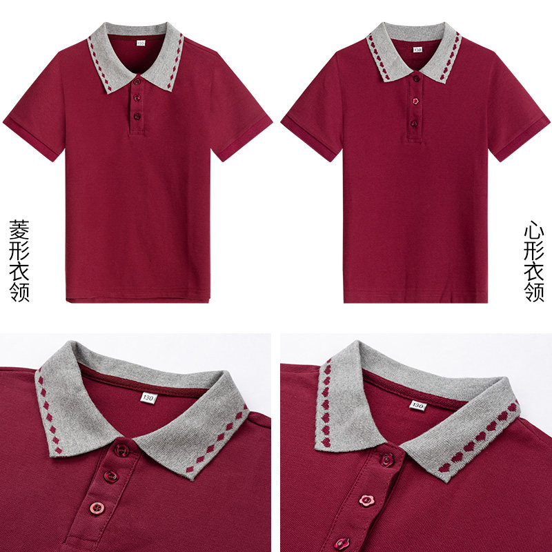 H78 SUMMER ELEMENTARY AND SECONDARY SCHOOL SHORT SLEEVE POLO SHIRT MIDDLE AND HIGH SCHOOL STUDENTS TURN LINKEDIN T-SHIRT BOYS AND GIRLS JUJUBE RED SCHOOL UNIFORM