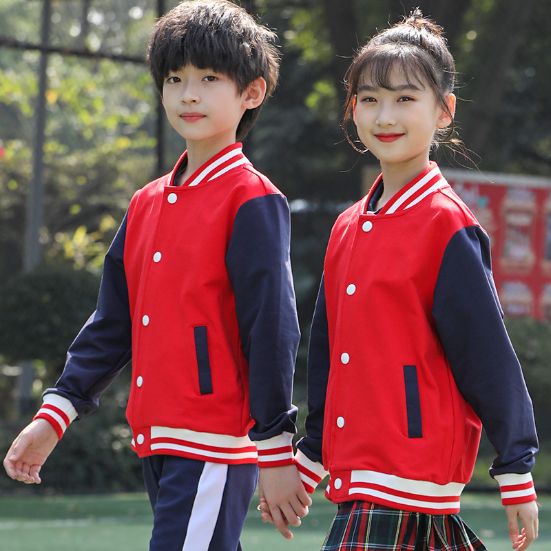 春秋新款运动校服棒球服印logo中小学生活动班服幼儿园园服大卫衣
