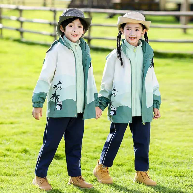 小学生校服幼儿园园服秋冬儿童印花冲锋衣三合一班服防风三件套