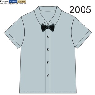 定做同款F20定制学院风校服短袖男女学生制服蓝色蝴蝶结园服衬衫