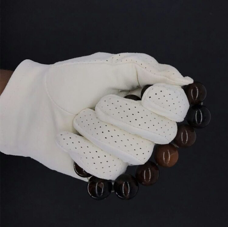 包邮小叶紫檀手串佛珠盘玩把玩手套文玩用珠宝礼仪白色麂皮手套