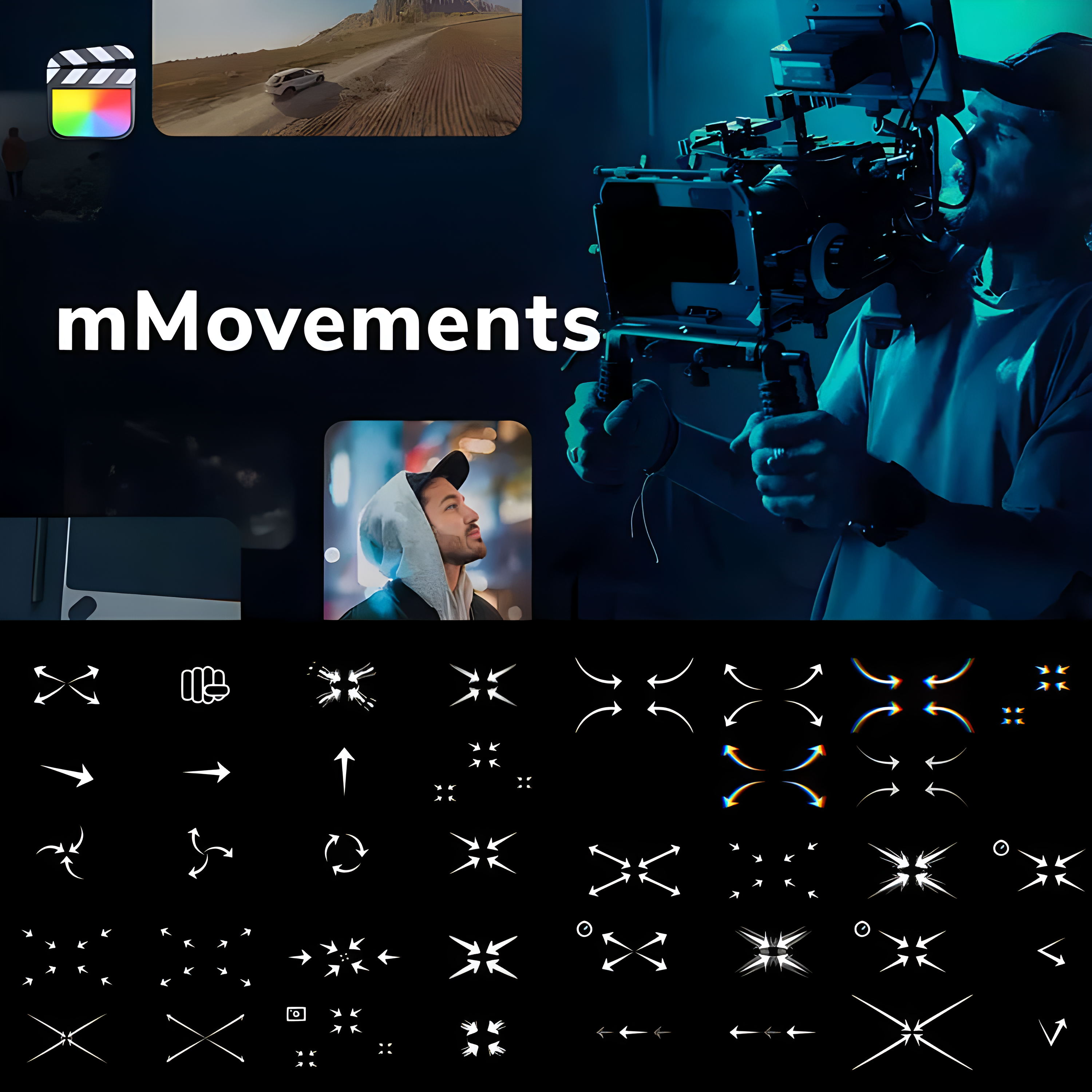 50组模拟摄像机摇晃移动旋转缩放抖动拉伸畸变运镜动画fcpx插件